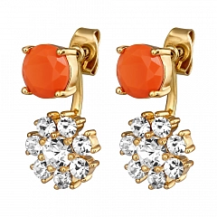 Серьги FLOSS Блестящее Золото Оранжевый Кристаллы Swarovski