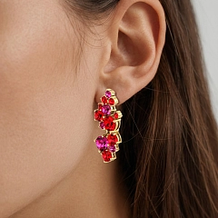 Серьги MARIGOLD Блестящее Золото Красный