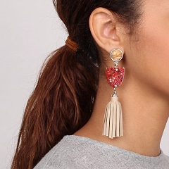 Серьги Cheyenne Кожа Красный