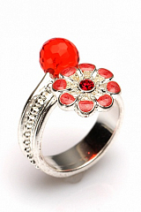Кольцо Romance Блестящее Серебро Красный