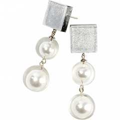 Клипсы Vintage Pearls Серебряный/Белый