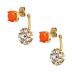 Серьги FLOSS Блестящее Золото Оранжевый Кристаллы Swarovski