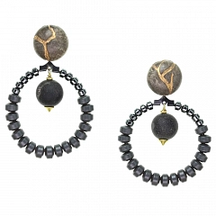 Серьги Kintsugi Гематит Серый